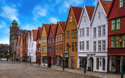 Holzgebäude in der Stadt Bergen