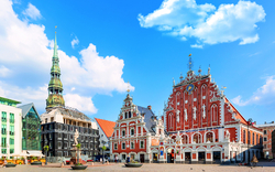 Schwarzhäupterhaus auf dem Rathausplatz der lettischen Hauptstadt Riga 