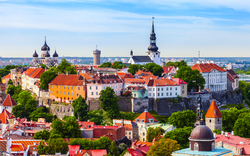 Blick vom Turm der St.-Olaf-Kirche auf die Altstadt von Tallinn