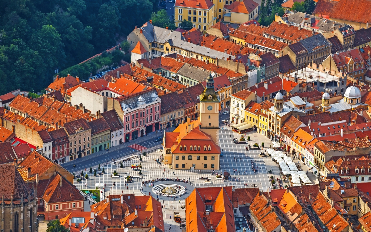 Vogelperspektive der alten Stadt Brasov