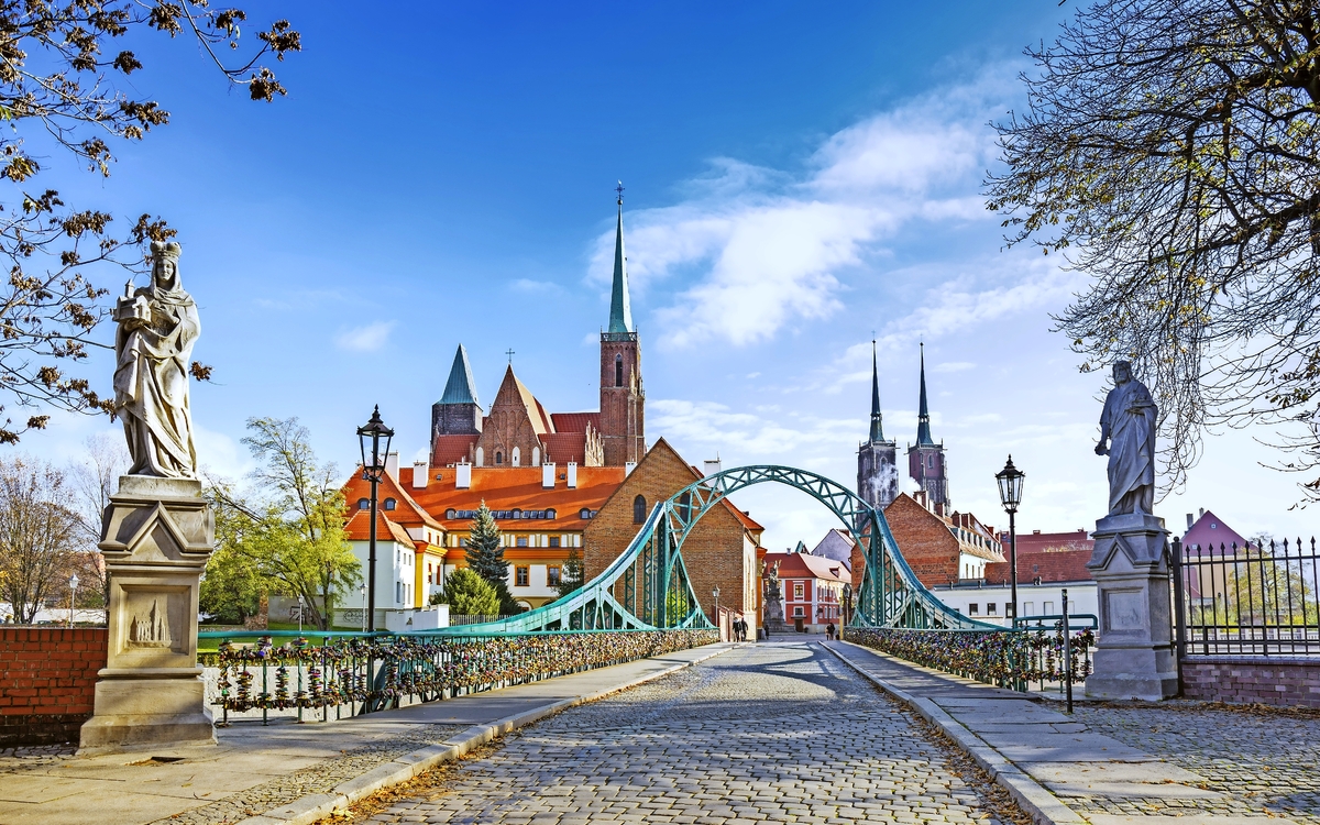 Brücke zur Insel Tumski (Kathedrale) in Breslau