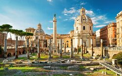 Trajan's Column in the forum of Trajan in Rome, Italy