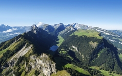 Blick vom Berg Hoher Kasten auf die Appenzeller Alpen