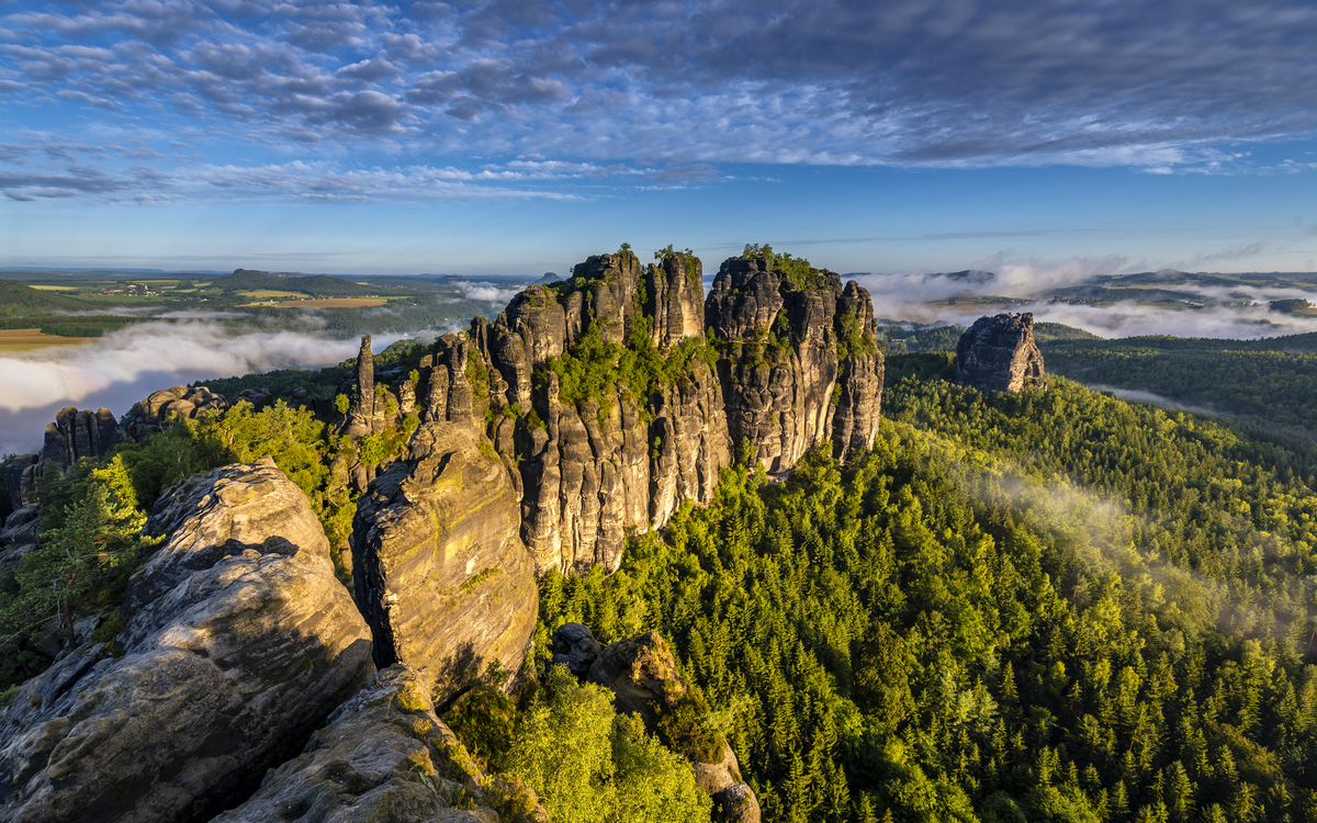die Schrammsteine des Elbsandsteingebirges in Sachsen, Deutschland