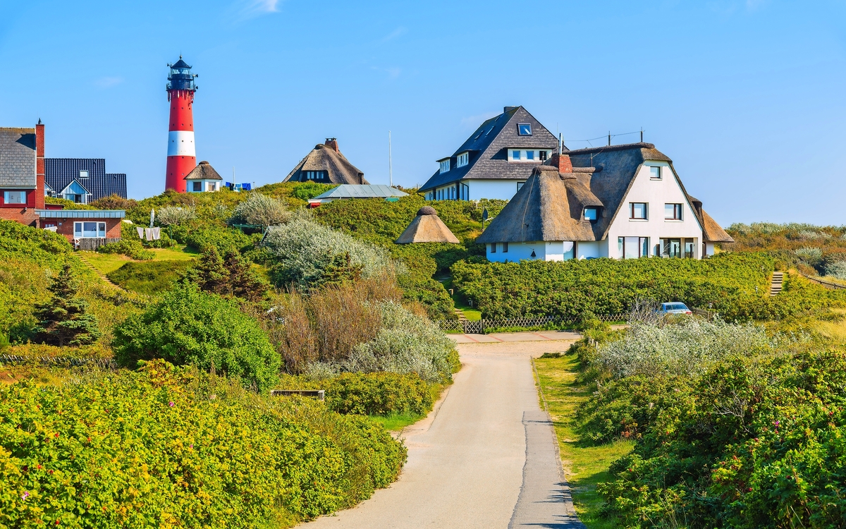Leuchtturm in Hornum an der Südküste der Insel Sylt, Deutschland