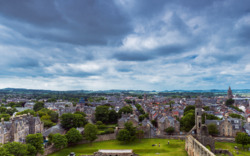St. Andrews Blick auf die Stadt vom Turm der Kathedrale. Schottland