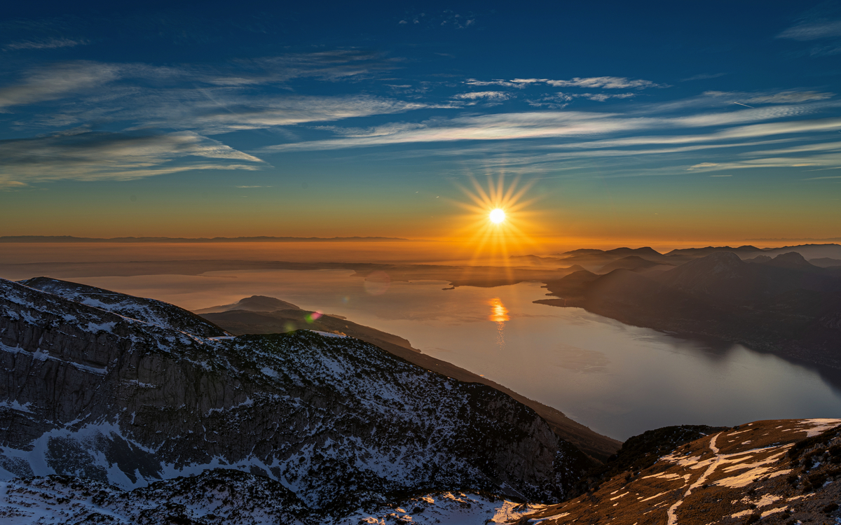 Monte Baldo am winterlichen Gardasee, Italien