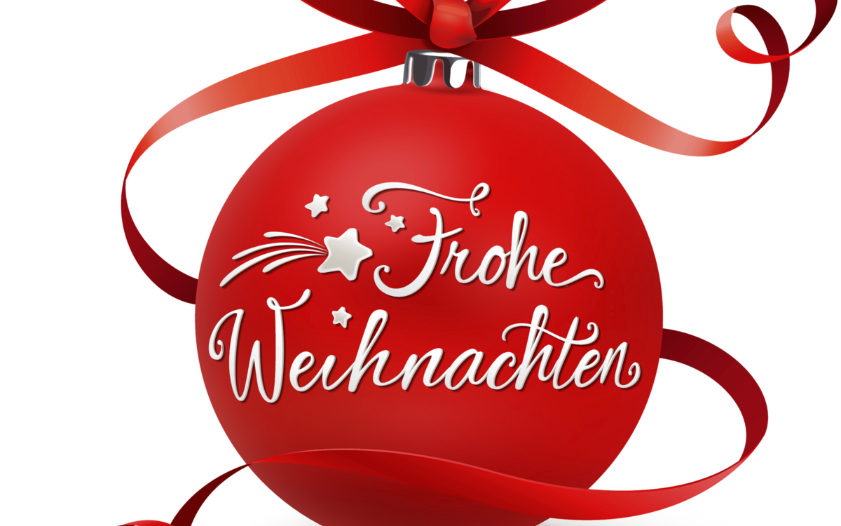 Christbaumkugel mit Schleifenband - Frohe Weihnachten
