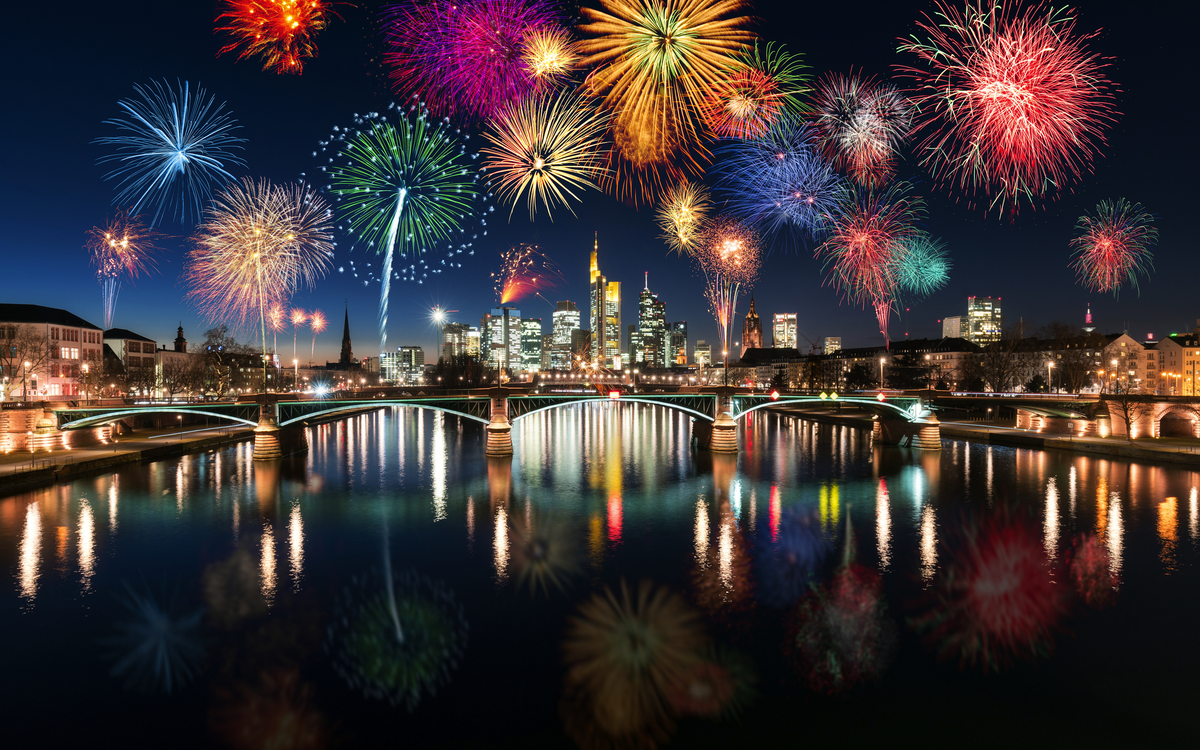 Feuerwerk in Frankfurt am Main, Deutschland