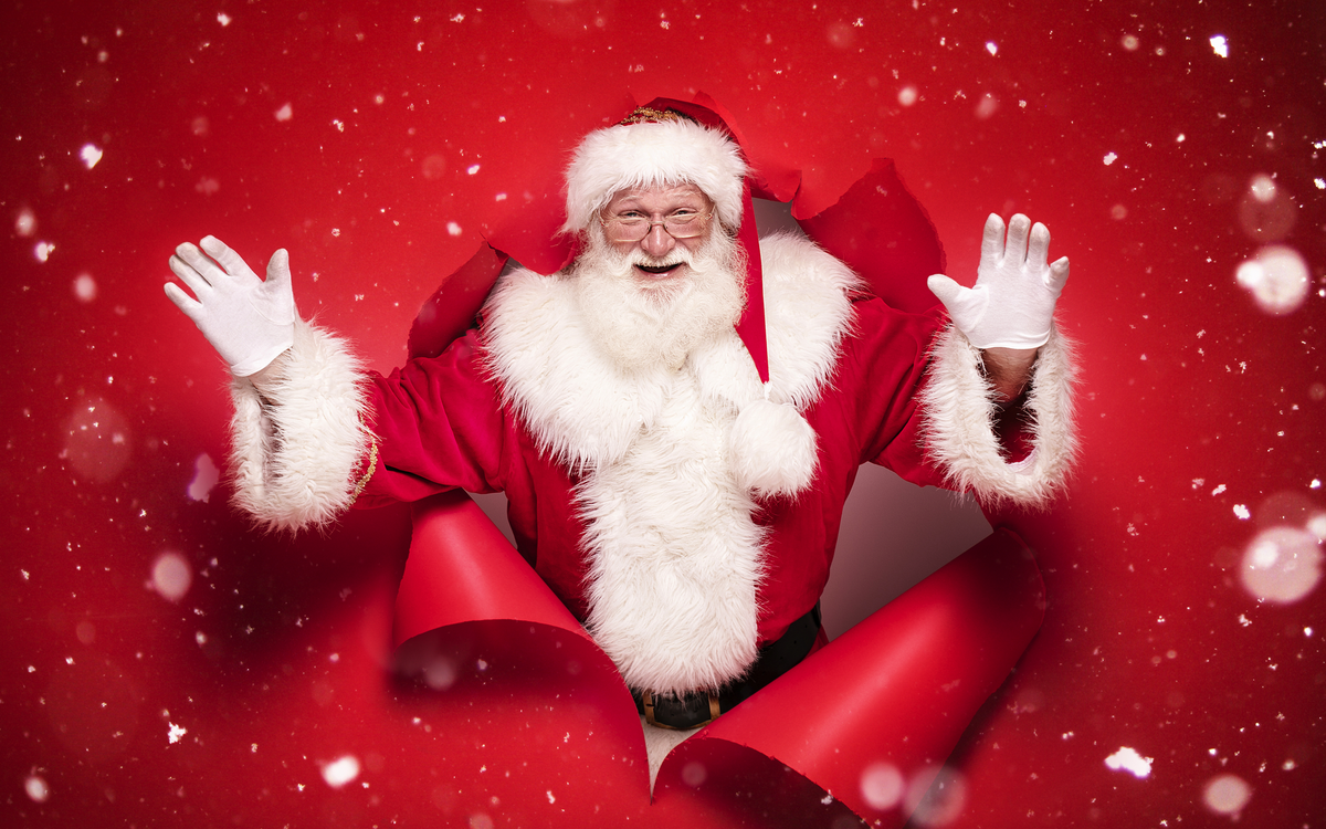 Weihnachtsmann auf rotem Hintergrund