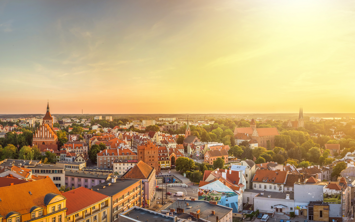 Blick von oben auf Olsztyn
