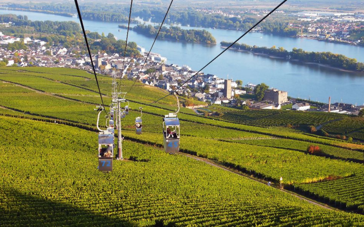 Blick aus der Seilbahn nach Rüdesheim