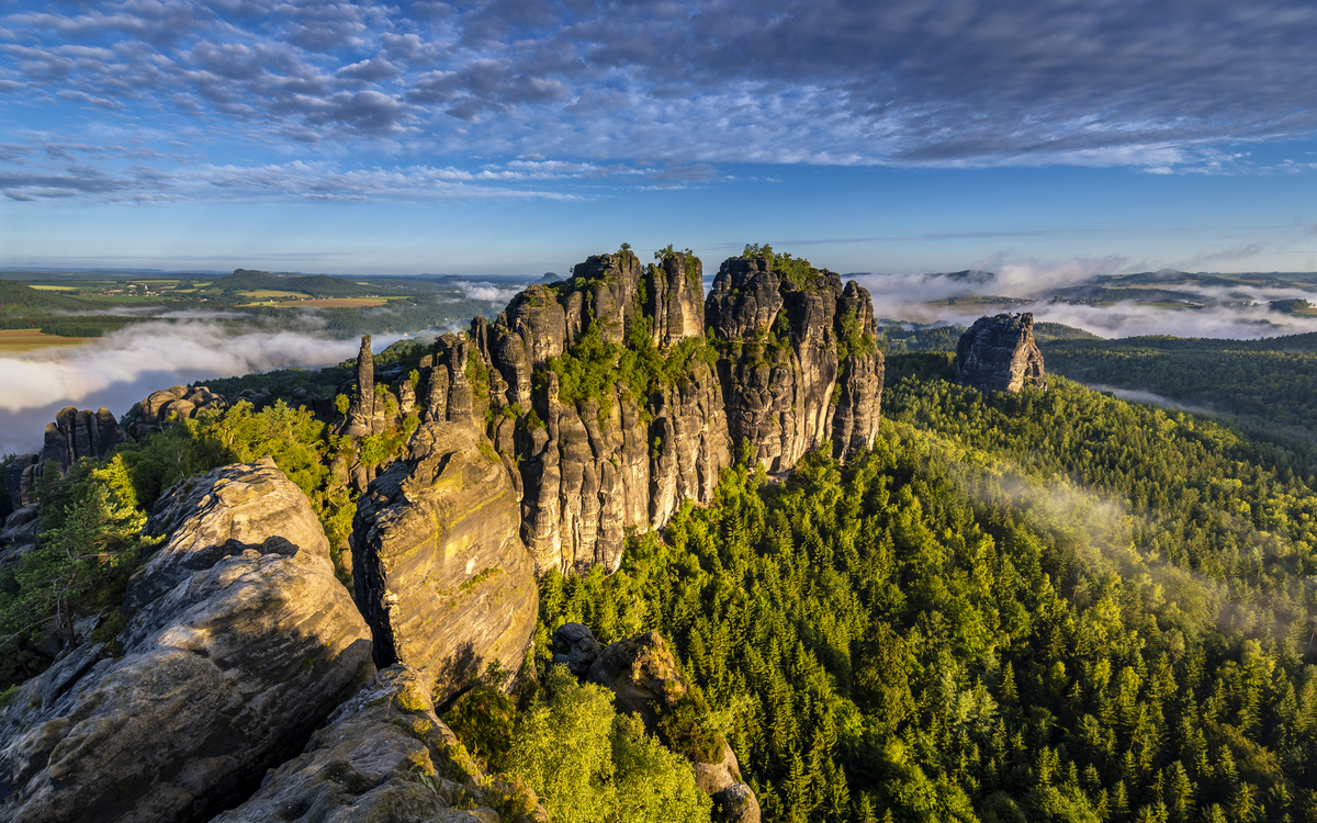 die Schrammsteine des Elbsandsteingebirges in Sachsen